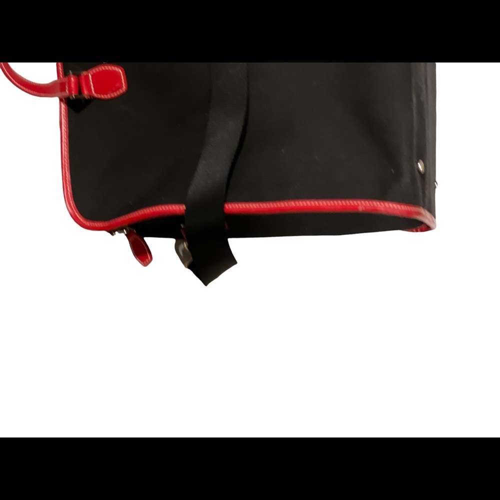 Kate Spade Carryon Duffle Lisbon Vintage Red Leather Trim Red Quilted Inside - Picture 5 of 9